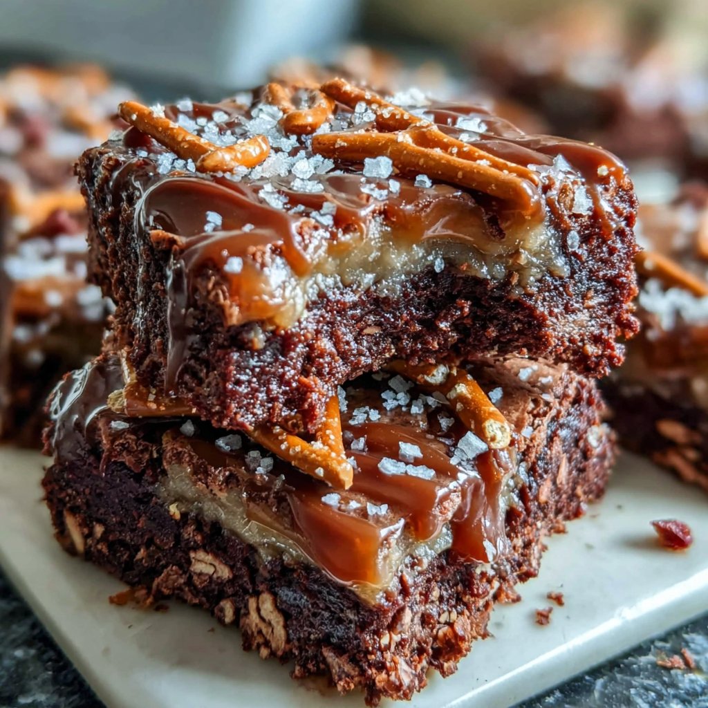 Salted Caramel & Pretzel Brownies