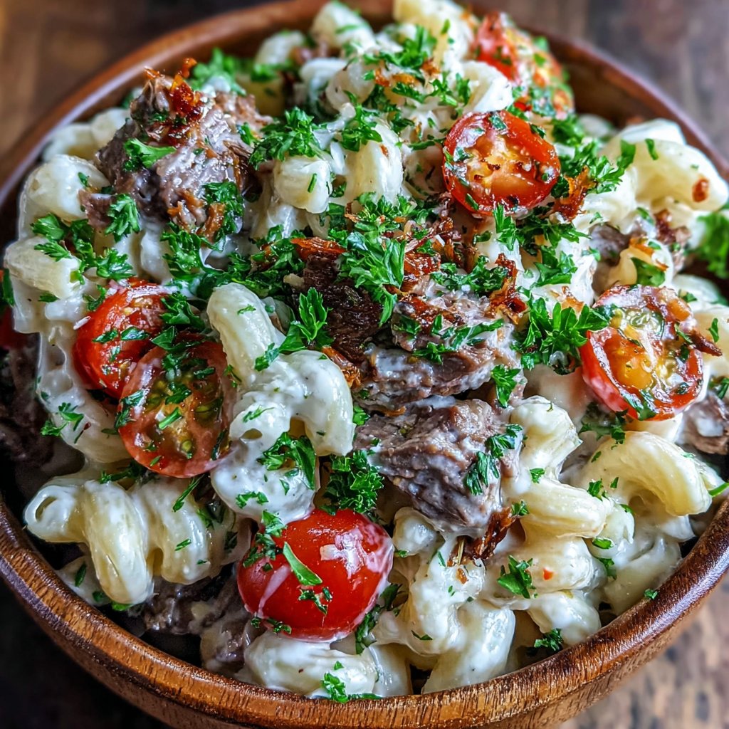 BBQ Hamburger Meat Pasta Salad