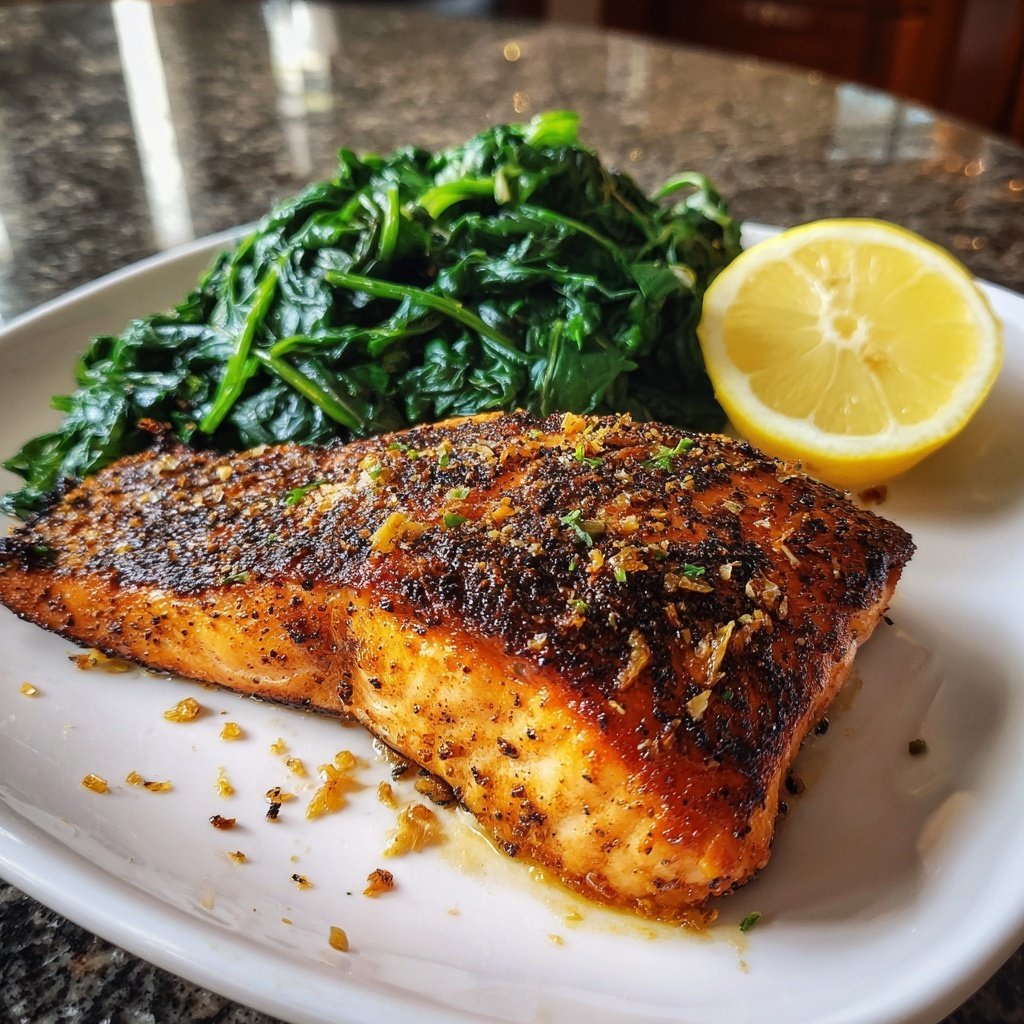 Garlic Lemon Salmon with Spinach
