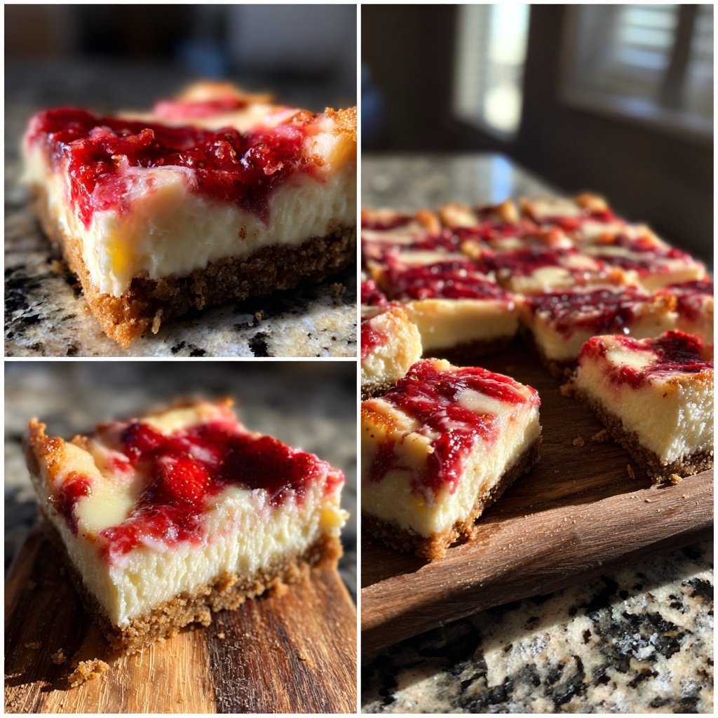 Strawberry Swirl Cheesecake Bars